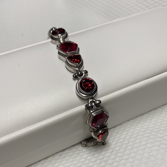 Women’s silver and red and orange stone with toggle clasp - Picture 2 of 4